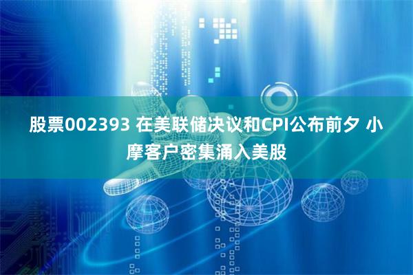 股票002393 在美联储决议和CPI公布前夕 小摩客户密集涌入美股
