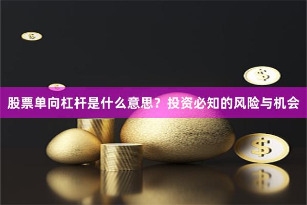 股票单向杠杆是什么意思?投资必知的风险与机会